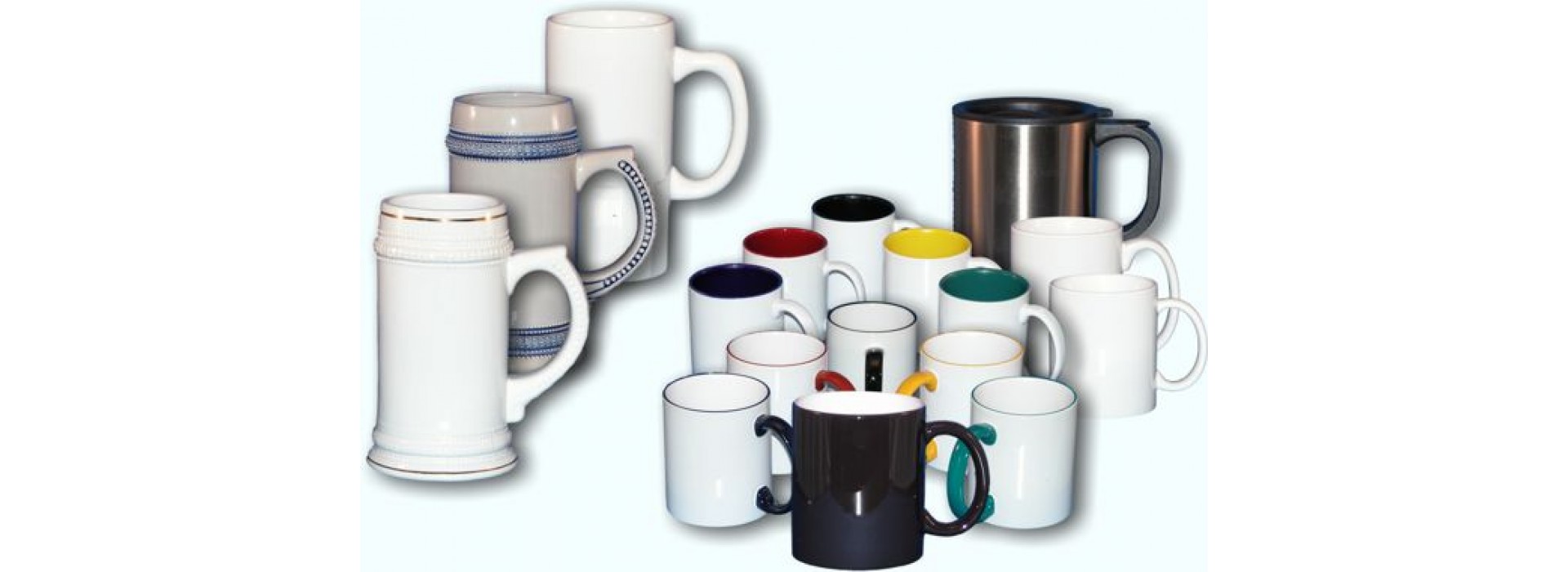 Assorted mugs and steins to choose from