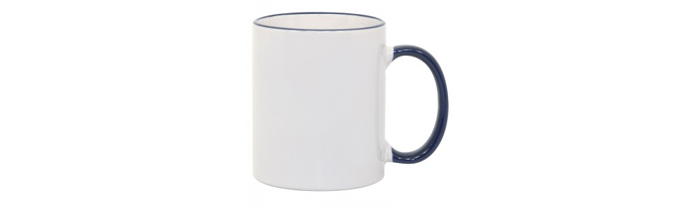 11oz Blue Rim Handle Mug
