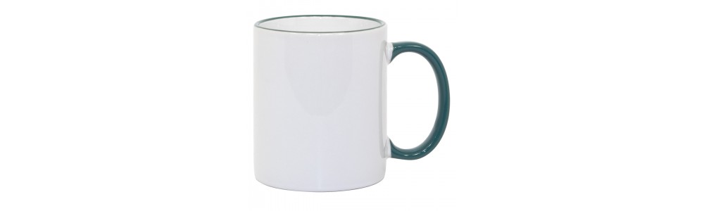11oz Green Rim Handle Mug