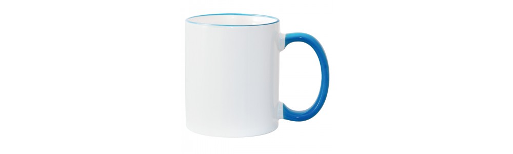 11oz Light Blue Rim Handle Mug
