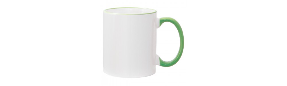 11oz Light Green Rim Handle Mug