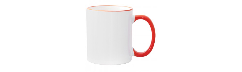 11oz Orange Rim Handle Mug