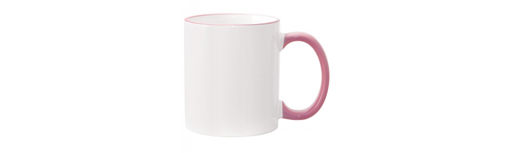 11oz Pink Rim Handle Mug