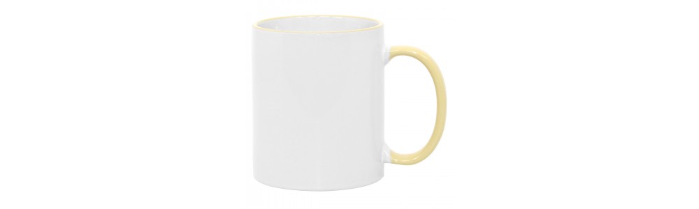 11oz Yellow Rim Handle Mug