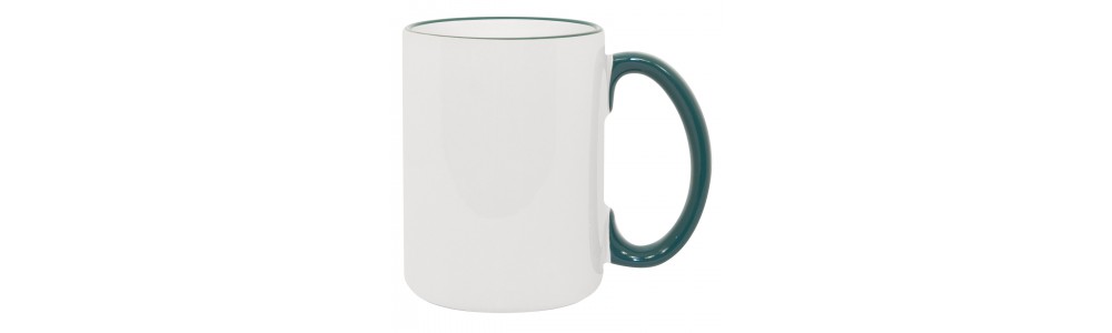 15oz Rim Handle Green Mug